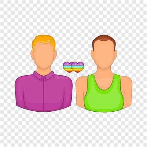 Two Men Gay Icon Cartoon Style Stock Vector Illustration Of