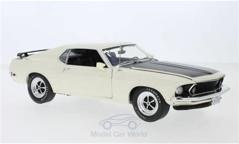 Coche Miniatura Ford Mustang 1 18 ACME Boss 302 Blanco Matt Negro 1969