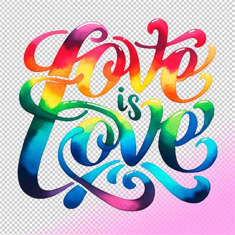 Texto Psd El Amor Es Amor Colores Del Arco Iris Lgbt Sobre Un Fondo