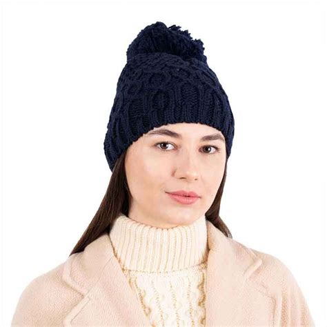 Aran Cable Knit Bobble Hat Tara Irish Clothing