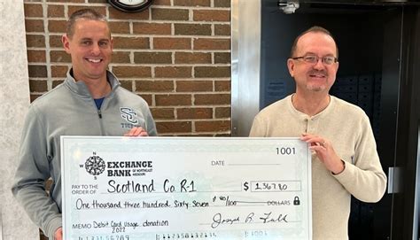 Exchange Bank Of Northeast Missouri Makes Donation To SCR 1 Scotland