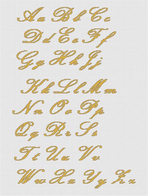 Counted Cross Stitch Alphabet Pattern Font Cursive Letters Etsy