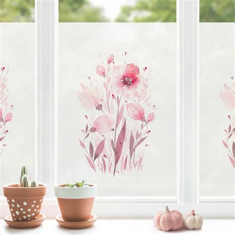 Fensterfolie Sichtschutz Esther Meinl Rosa Aquarell Blumen