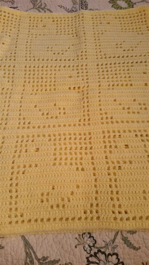 Duck Pattern Baby Blanket Filet Crochet Etsy In Baby Blanket