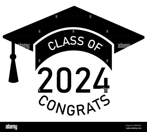 2024 Graduate Class Icon Class Of 2024 Sign Congrats Graduation Lettering Symbol Flat Style