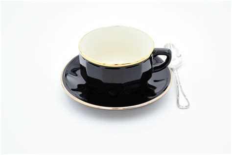 Mittlere Tasse Apilco Flora 20cl Schwarz Goldrand