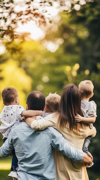 Feliz Tiempo En Familia Vista Trasera Familia Joven Foto Premium