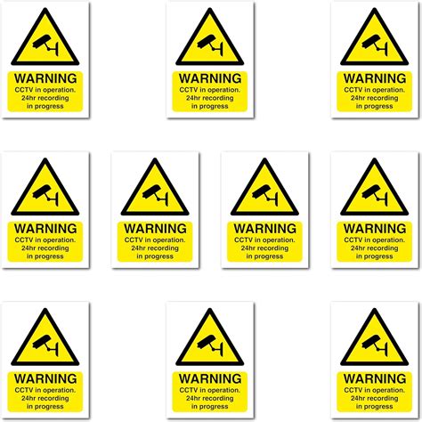 9cm X 7cm Pack Of 10 Self Adhesive Warning Cctv In Operation 24hr