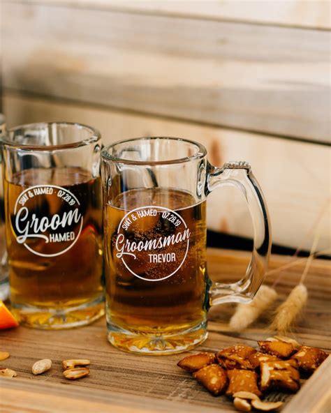 Custom Groomsmen Beer Mug Sandblast Engraved Personalized Etsy