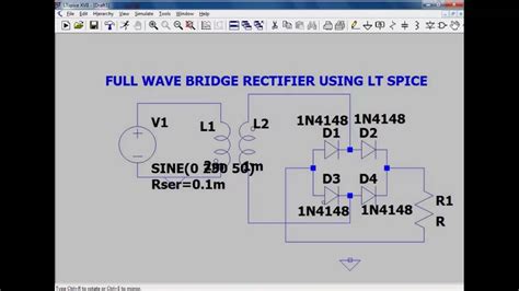 Full Wave Rectifier Using Ltspice Youtube