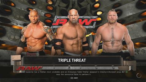 WWE 2K22 Brock Lesnar Vs Goldberg Vs Batista YouTube