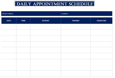 Appointment Schedule Templates - Free Report Templates