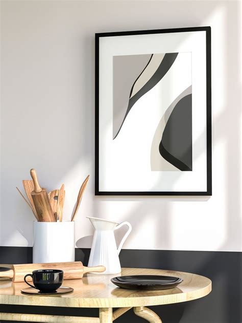 Abstract Poster Set Black Grey Beige Wall Art Neutral Wall Art