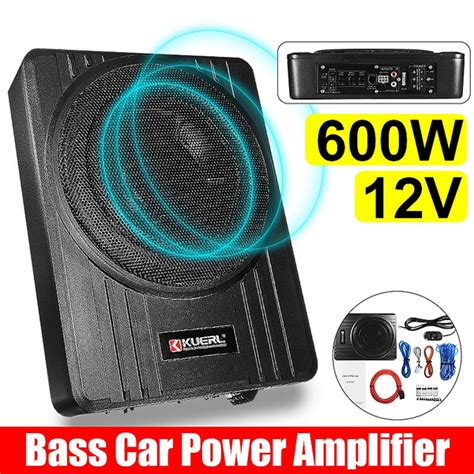 10 600w Under Seat Slim Car Active Subwoofer Super Bass Powered Amplifier Amp Subwoofer Car