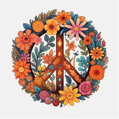 Signo De Paz Con Flores Y Un S Mbolo De Paz Foto Premium