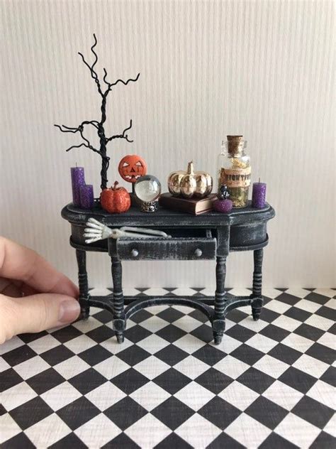 Miniature Halloween Sideboard Haunted Dollhouse 1 12 Scale Etsy