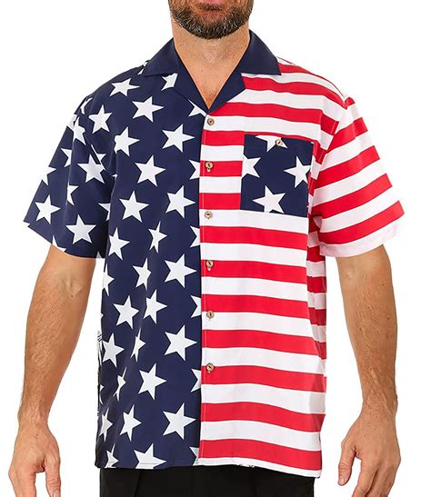 Mens Usa Flag Button Down Shirt 100 Polyester Fresh Etsy