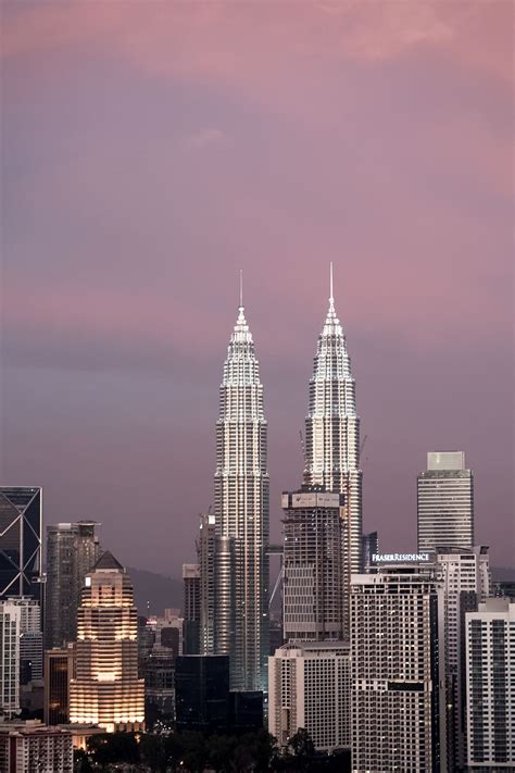 HD wallpaper: malaysia, kuala lumpur, petronas towers, sunset, skyline ...