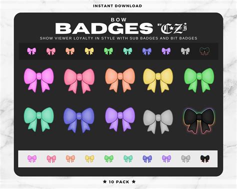 Twitch Bit Badges Sub Badges Cute Pastel Bow Pack Etsy