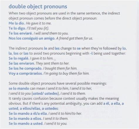 Double Object Pronouns Learning Spanish How To Speak Spanish Learn To Speak Spanish