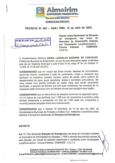 Decreto N Disp E Sobre Declara O De Situa O De Emergencia