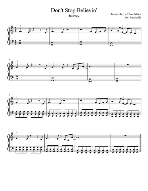 Don T Stop Believin Chorus Sheet Music For Piano Solo