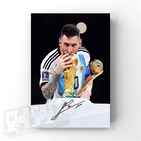 Quadro Messi Campe O Mundial Aut Grafo Digital Placasfut