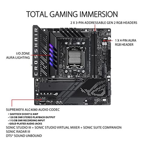 Asus Rog Crosshair X670e Gene Wifi 6e Socket Am5lga 1718 Ryzen 7000 Matx Gaming Motherboard