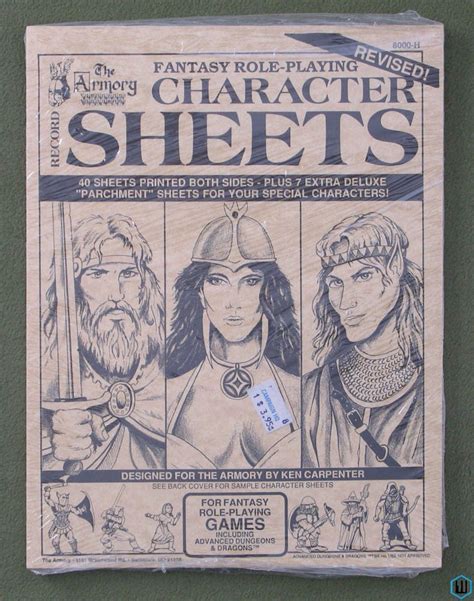 Fantasy Role Playing Character Sheets Advanced Dungeons Dragons Rpg