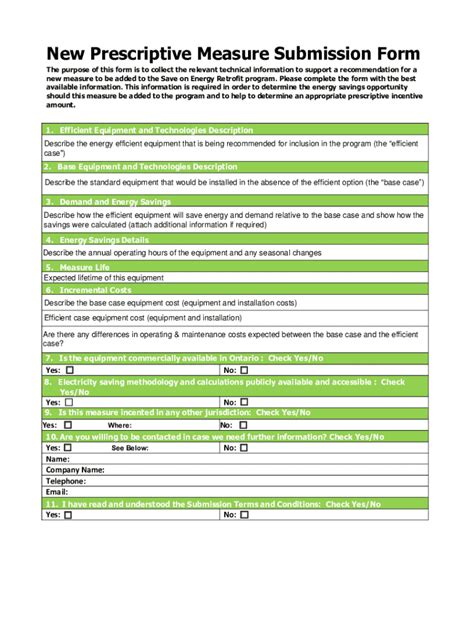 Fillable Online New Prescriptive Measure Submission Form New