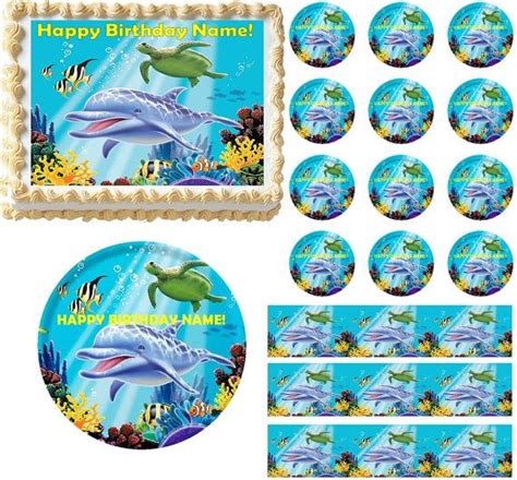 Dolphin Under The Sea Edible Cake Topper Image Dolphin Cake Etsy