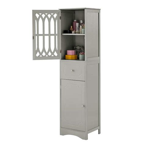 Tall Bathroom Cabinet Freestanding Storage Cabinet With Drawer And Doors Mdf Board Acrylic