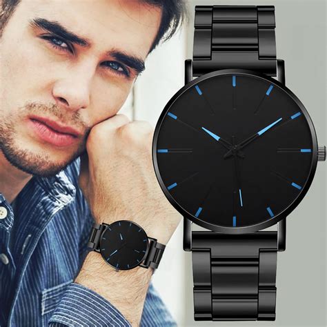 Reloj De Pulsera De Cuarzo Redondo Para Hombre Cron Grafo Ultrafino