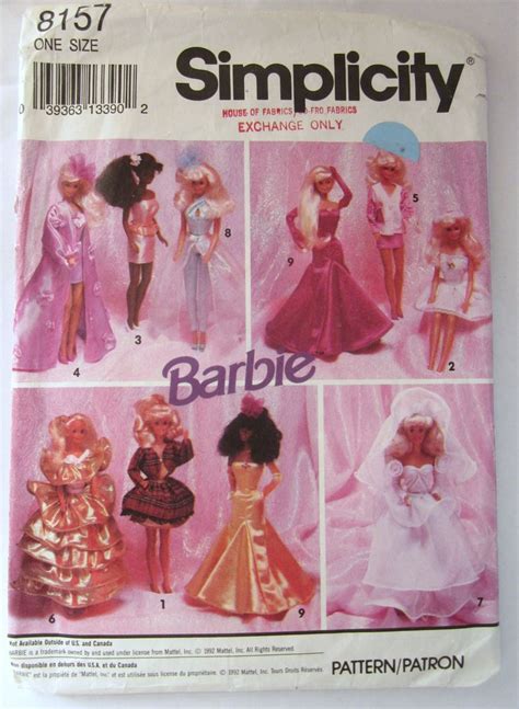 Simplicity 8157 Glamourous Barbie Evening Wear Wedding Gown Dresses