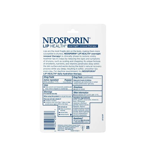 Neosporin Lip Health Overnight Renewal Therapy 027 Oz For Chapped Lip