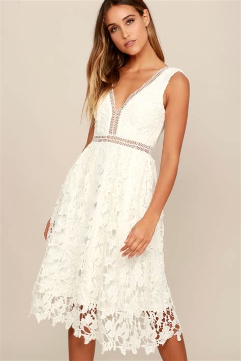 Sexy Ivory Dress Lace Dress Midi Dress 65 00 Lulus