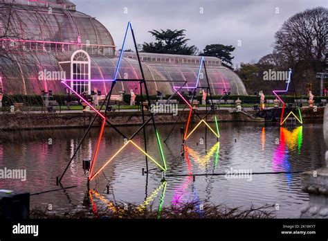 The Palm House at Kew gardens during Christmas at Kew light ...