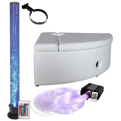 Sensory Bubble Tube 180cm White Padded Corner Plinth Fibre Optic Light 100 Tails Long Bundle