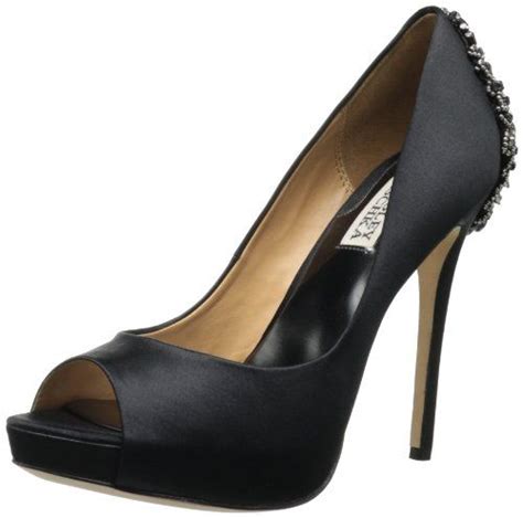 Badgley Mischka Women S Dree Ii Peep Toe Pump Black Satin M Us