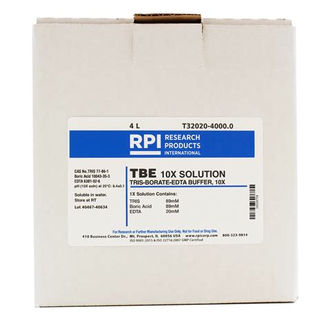 Rpi Tbe 10x Buffer Solution Tris Borate Edta 10x Solution 4 Liters Liquid Concentrated