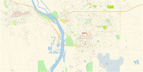 Bismarck North Dakota US Map Vector Exact City Plan detailed Street Map editable Adobe ...