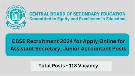 Cbse Recruitment 2024 For Apply Online For 118 Assistant Secretary