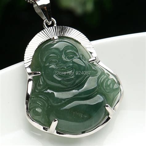 925 sterling silver inlaid jade Buddha Pendant natural a Burma jade green jade Buddha Pendant ...