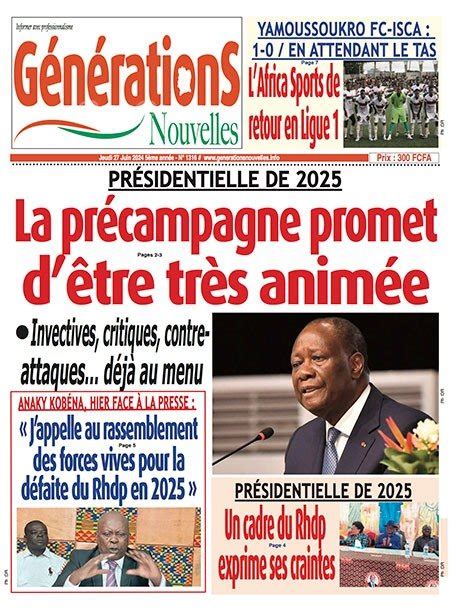 Titrologie de Générations Nouvelles N1316 du jeudi 27 juin 2024