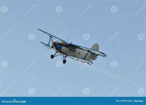 Old Plane Flying And Spraying The Crops Stock Image Image Of 1940s