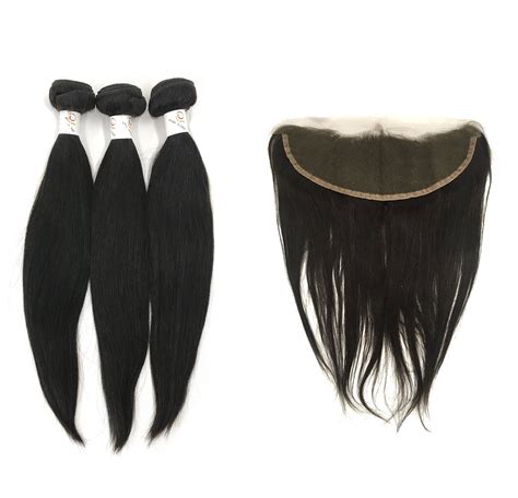 3 Bundle 8a Malaysian Straight Virgin Hair Extensions W Lace Frontal