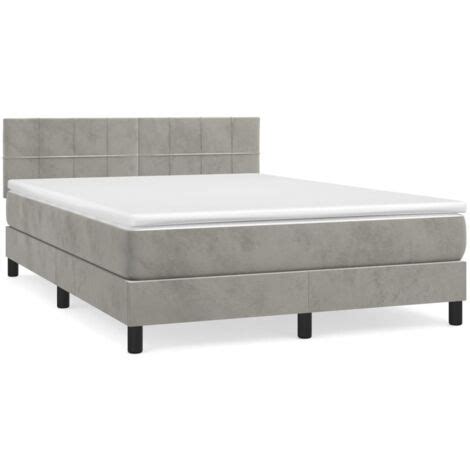 Lit Sommier Tapissier Et Matelas Gris Clair X Cm Velours