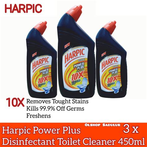 Jual Harpic Power Plus Original Disinfectant Toilet Cleaner 450ml X 3