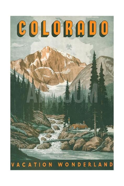 Vintage Colorado Poster Colorado Posters Colorado Travel Poster