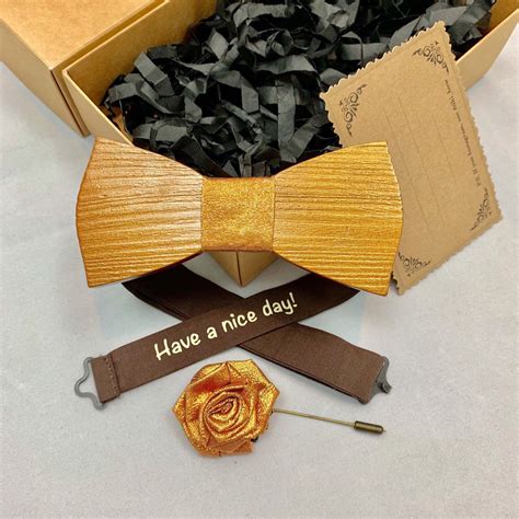 Wooden Copper Bow Tie Classic Shape In The Style Etsy Wooden Bow